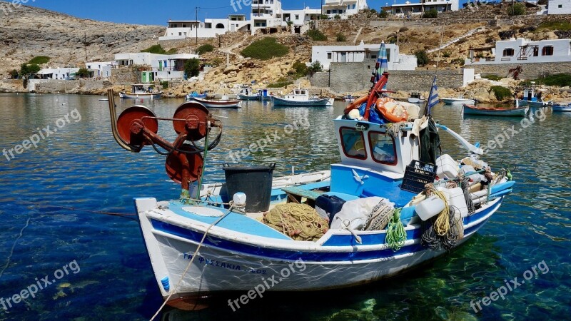 Greece Little Boat Fishing Boat Sea Holiday