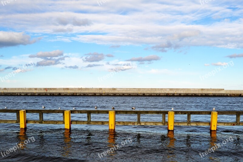 Sea Clouds Sky Breakwater Water