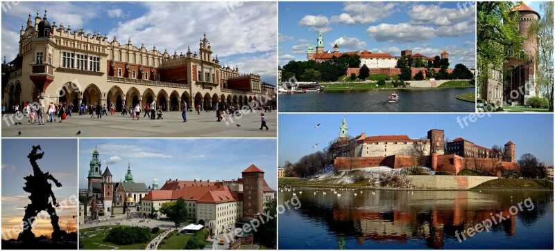 Collage Tourism History Kraków Poland