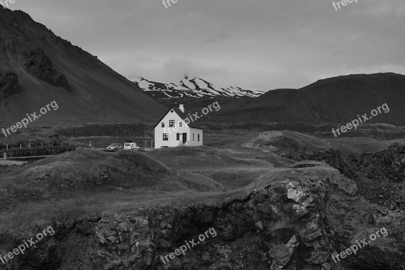 Iceland House Mountain Glacier Summer