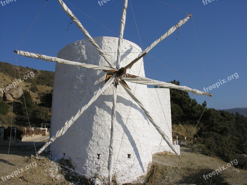 Greek Island Karpathos Wind Mill Mill Nature