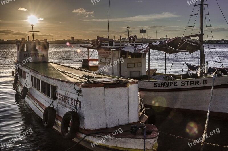 Sergipe Barra Dos Coqueiros Aracaju Boats Sunset