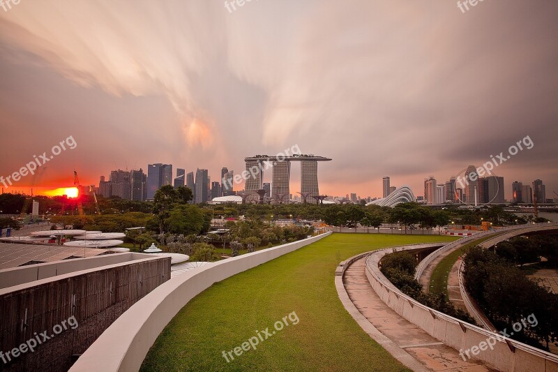 Marinabaysandhotel Mbs Longexposure Sunset Marinabarrage