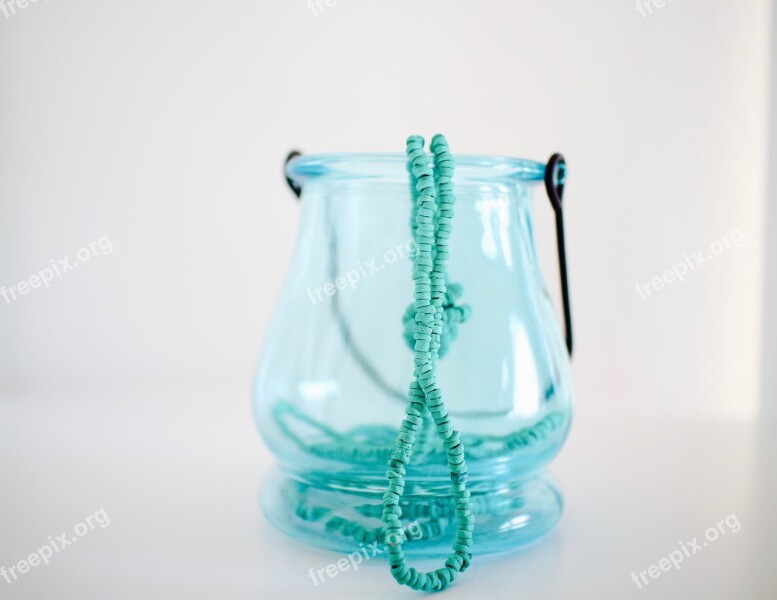 Colored Glass Necklace Blue Green Summer