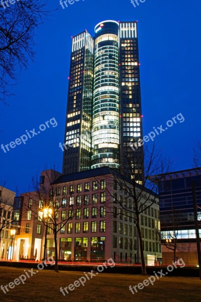 Frankfurt Hesse Germany Tower 185 Night