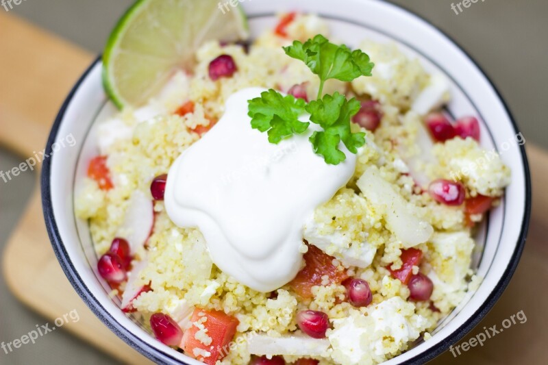 Salad Couscous Pomegranate Vegetarian Healthy