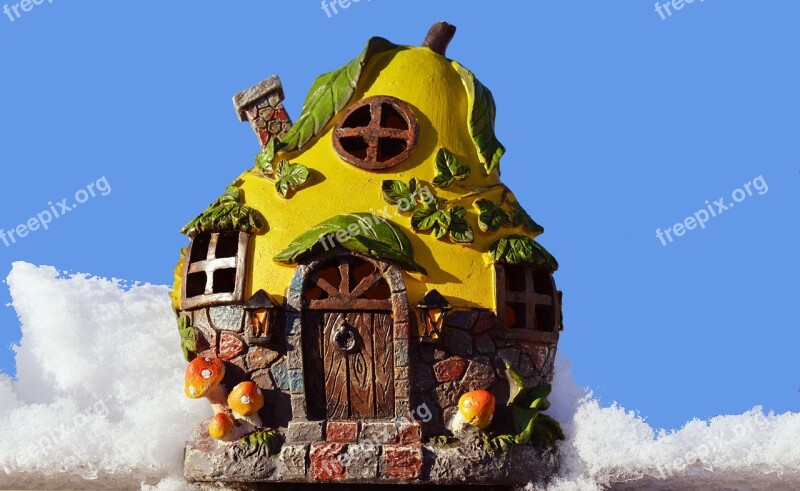 House Fairy Tale Fantasy Snow Blue Sky