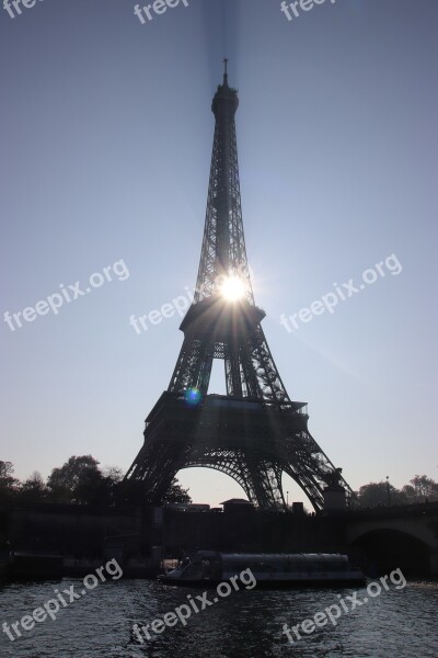 Paris Eiffel Tower Magic Sun Seine