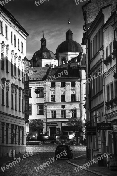 Olomouc Street St Michal Black And White