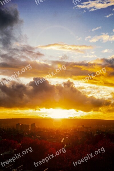 Landscape Sunset Ukraine Kharkov Clouds