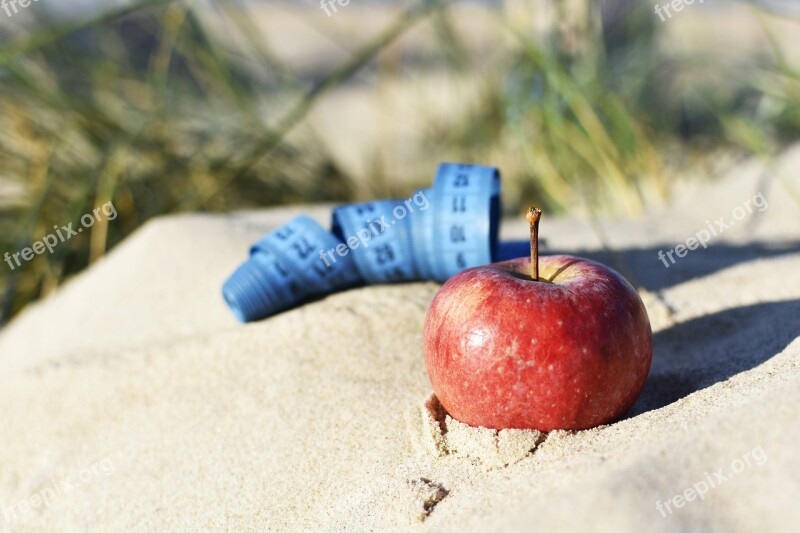 Apple Measure Blue Tape Red Apple Snack