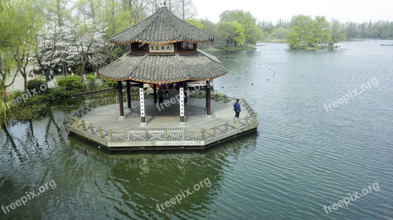 Hangzhou West Lake The Scenery Outdoor Pavilions