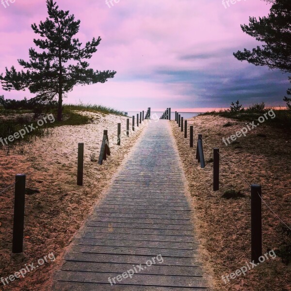 Strandweg Sea Nature Romantic Sunset