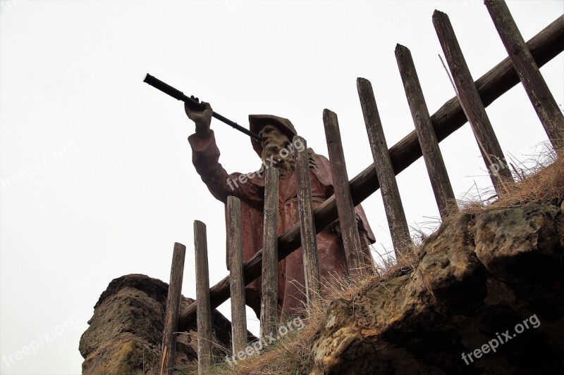 Statue Hermit Telescope Stone The Priest