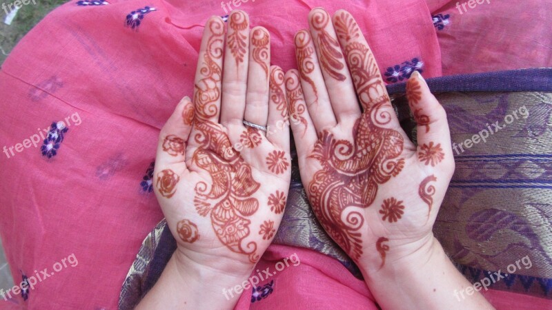 India Wedding Hands Henna Tattoo Pink