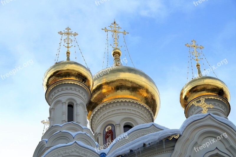 The Russian Orthodox Church Dome Golden Radiant Shine