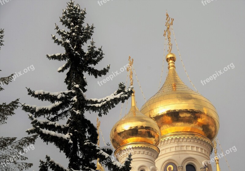 The Russian Orthodox Church Dome Golden Radiant Shine