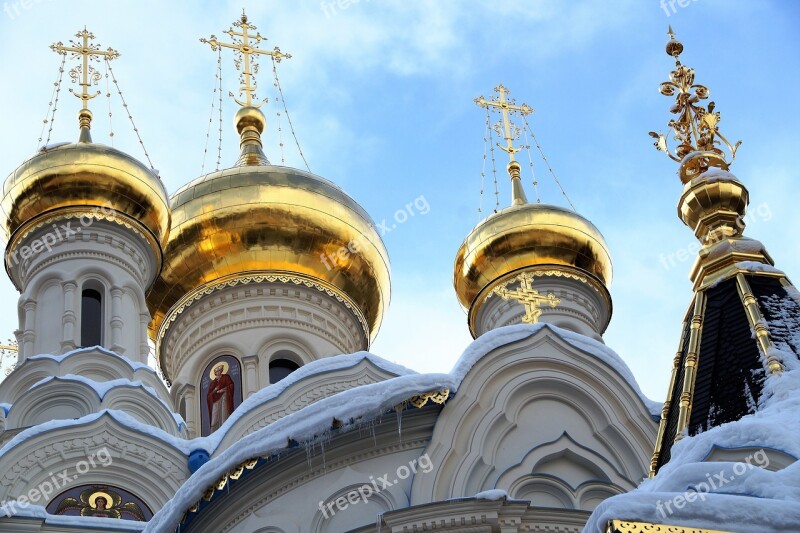 The Russian Orthodox Church Dome Golden Radiant Shine