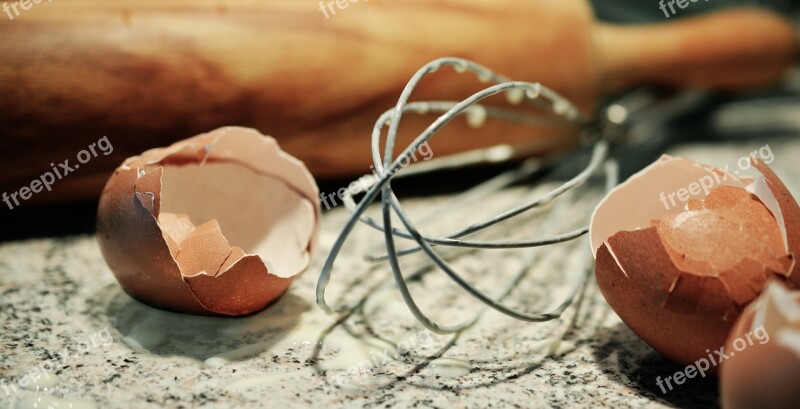 Bake Egg Shells Dough Roll Of Dough Whisk