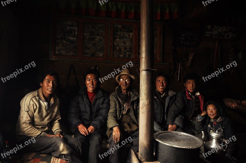 Tibet Portrait Men The Local People People