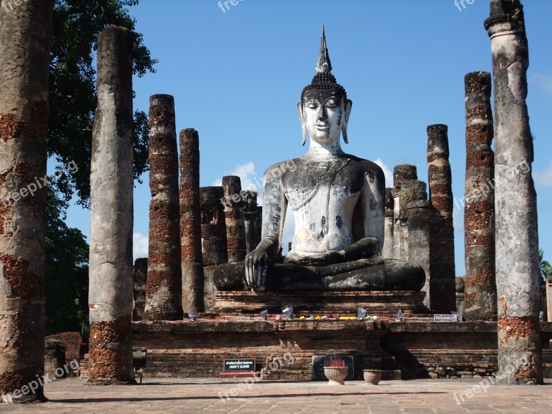 Sukhothai Thailand Temple Ruins Buddha Figure