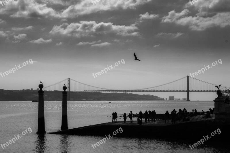 Lisbon Tajo River Bridge View