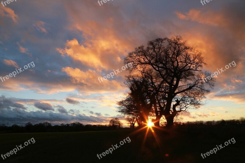 Sunset Suffolk England Landscape Sky