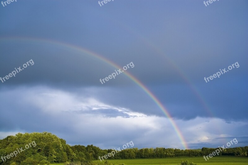 Rainbow Clouds Sky Nature Landscape