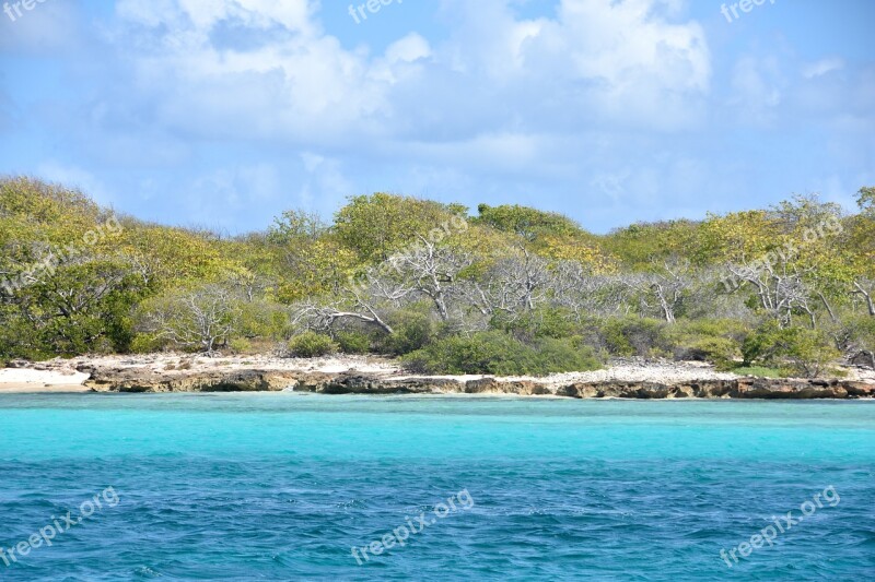 Guadeloupe Small Land Blue Sea Free Photos