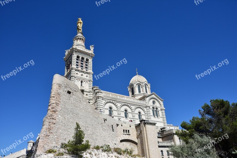 Marseille Notre-dame-de-la-garde Blue Sky Free Photos