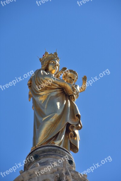 Marseille Notre-dame-de-la-garde Blue Sky Free Photos