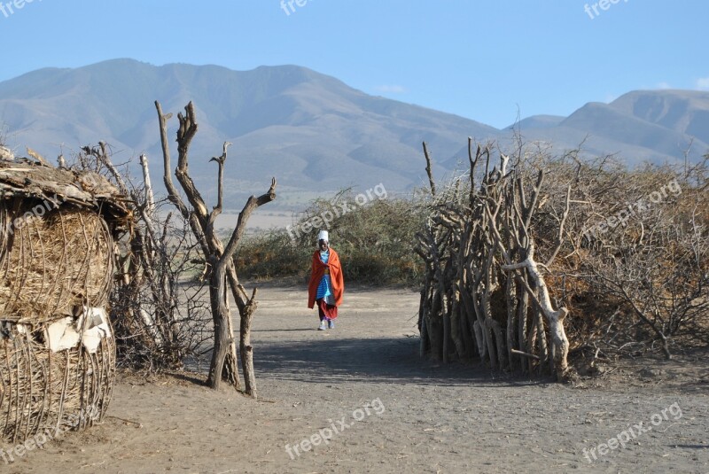 Africa Tanzania Serengeti Massai Inhabitants