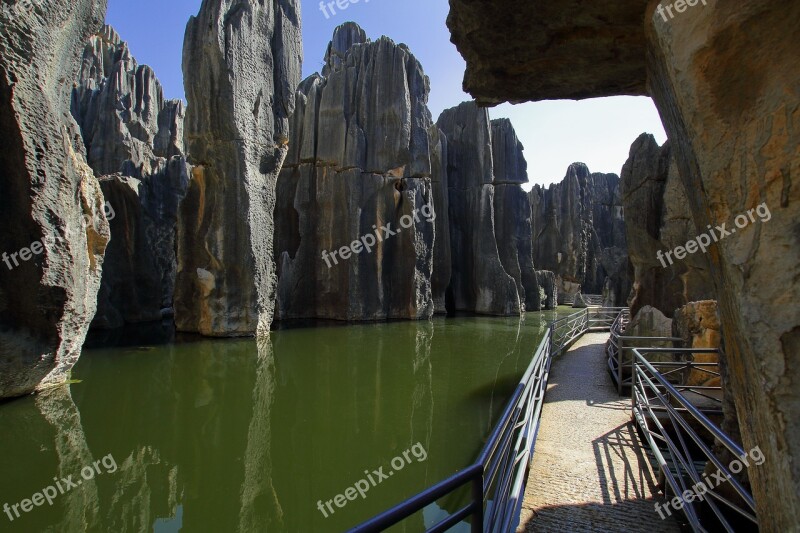 Rock Stone Forest China Landscape Cliff