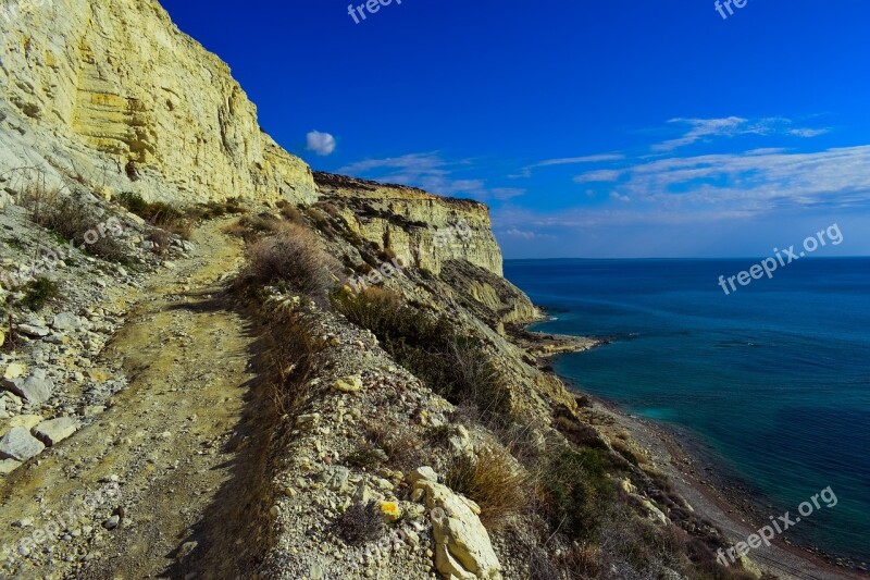 Path Cliffs Sea Landscape Scenic