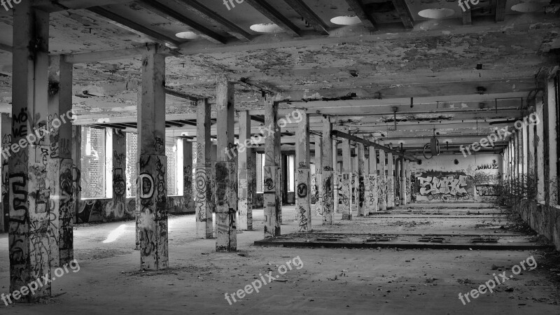 Lost Places Factory Black White Industrial Building Abandoned