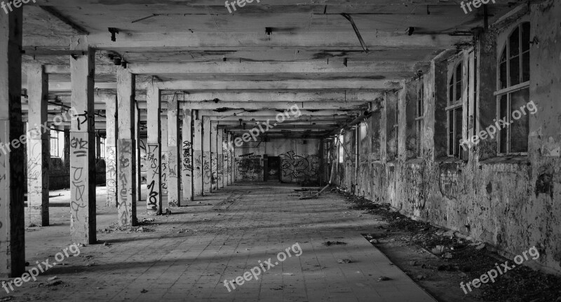 Lost Places Factory Black White Industrial Building Abandoned