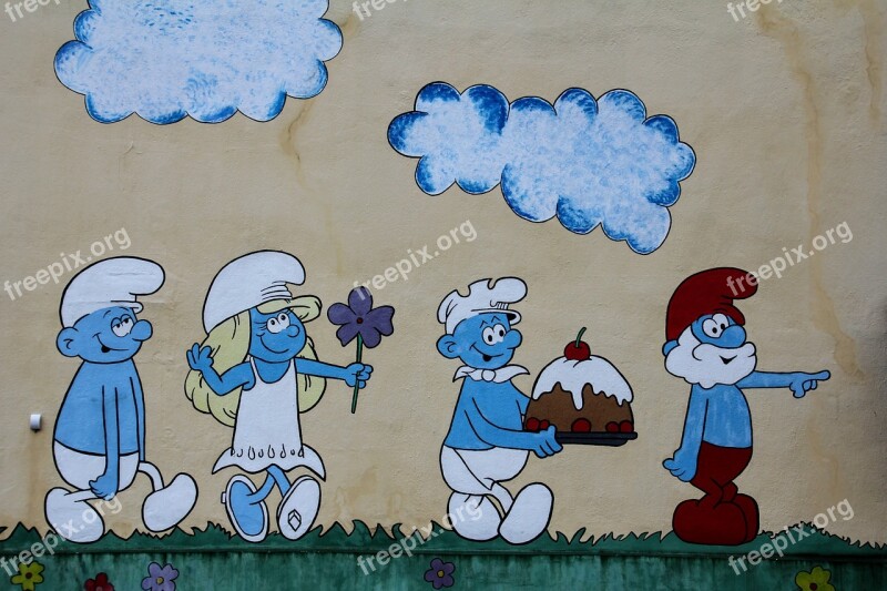 Wall Painting Smurfs Wall Street Art Hauswand