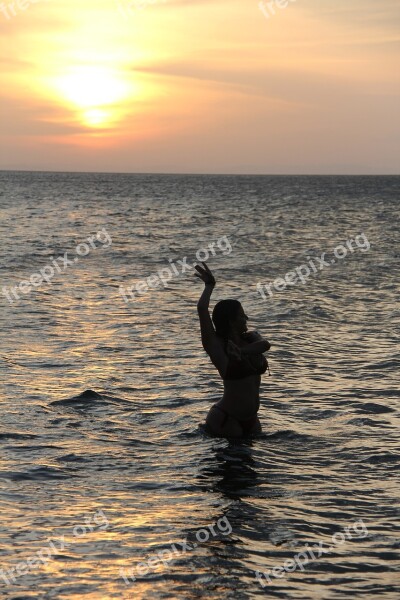 Sea Water Person Inside Water Ballerina Water Beach