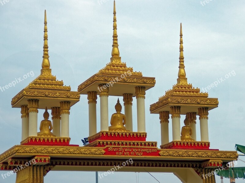 Laos Vientiane Temple Porch Ridge