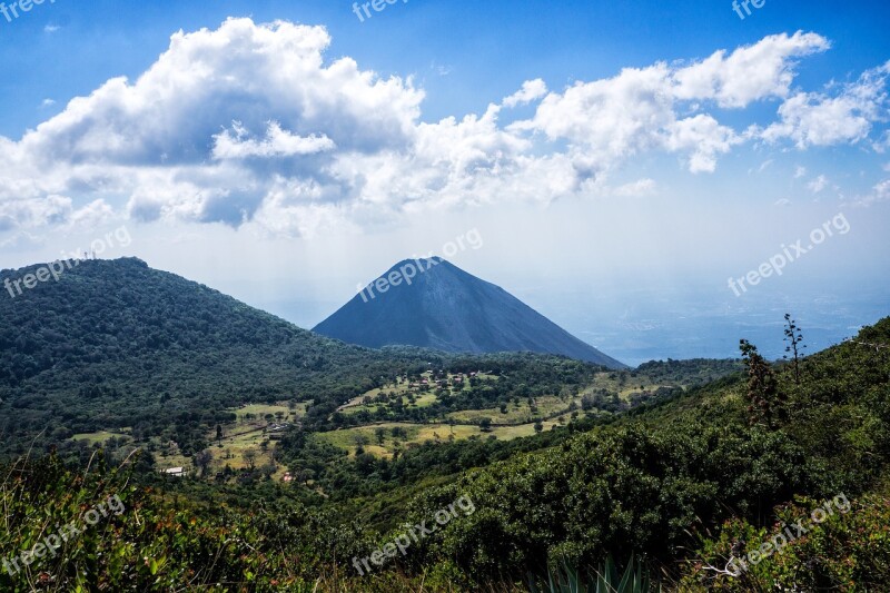 El Salvador Volcano Izalco Clouds Landscape