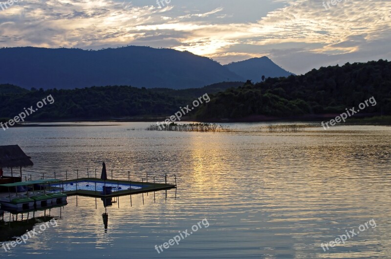 Laos Vang Vieng Twilight Lake Sunset