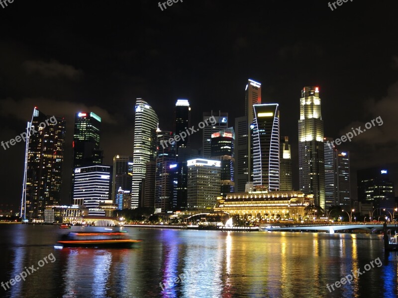 Singapore City Lights Tour Boat Cityscape