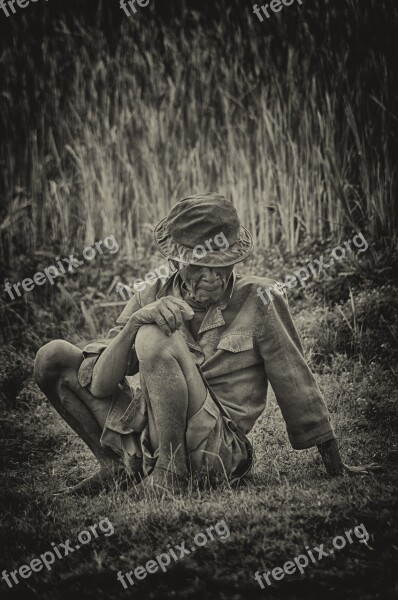 Old Man Black And White Portrait Extreme Poverty Poor Country Madagascar