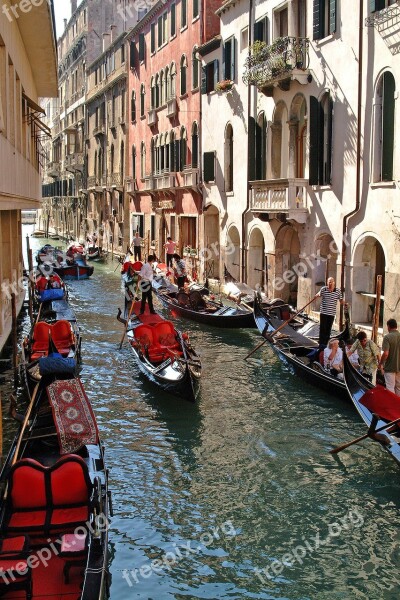 Venice Gondolas Romance Gondoliers Waterways