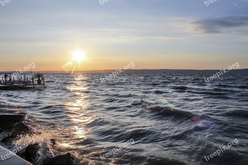 Lake Balaton Siófok Sunset Hungarian Sea Free Photos