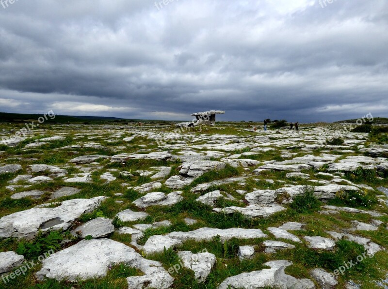 Dolmen Stones Past Ireland Clouds