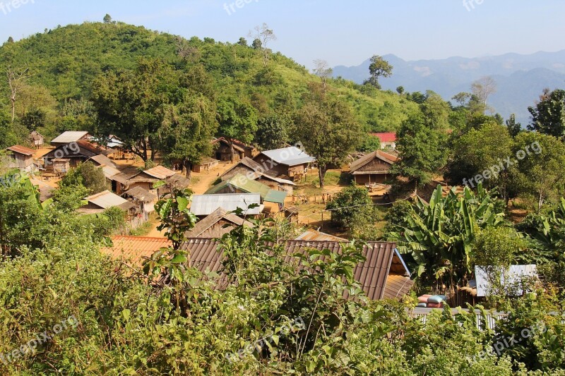 Village Mountain Houses Nature Scenery