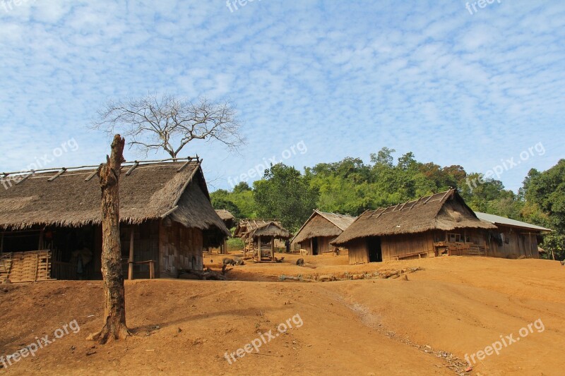 Village Mountain Houses Nature Scenery