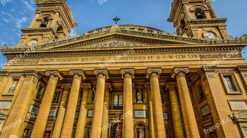 Malta Mdina Church Cathedral Columns