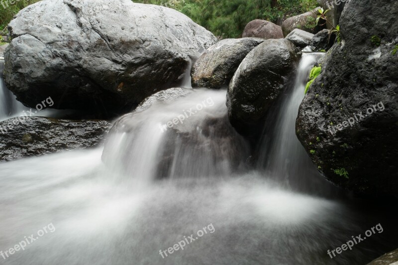 Cascade Rock It The Meeting Waterfalls Nature